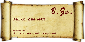 Balko Zsanett névjegykártya